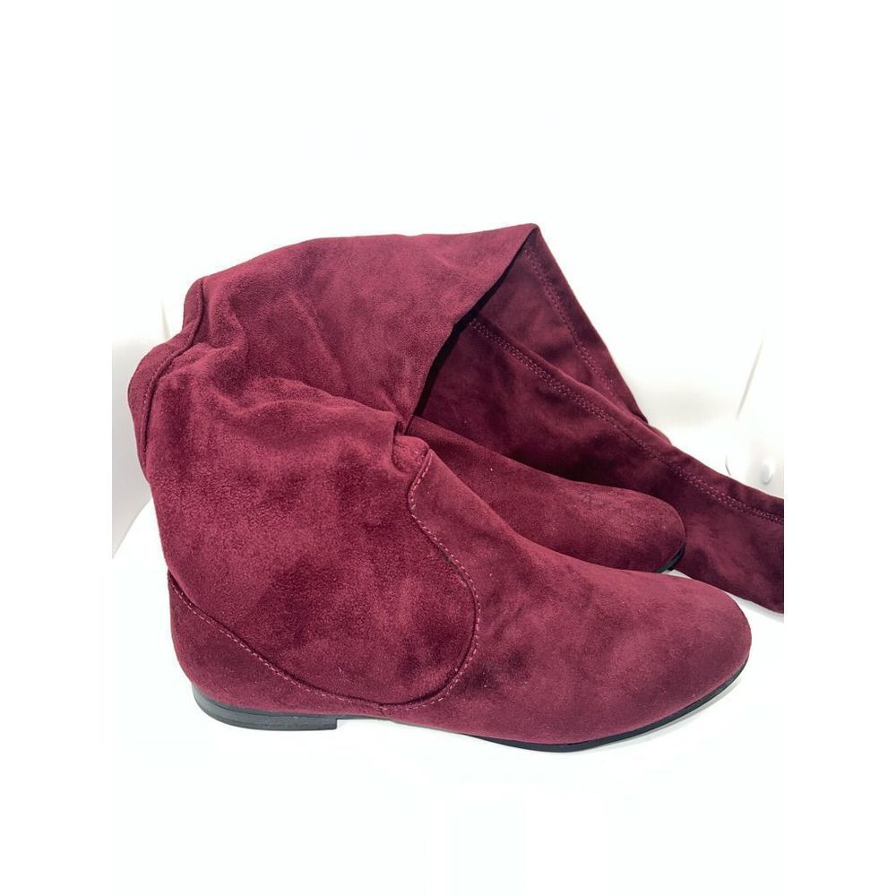 Celia Wine Unique Tall Suede Stretch Knee Boot Size 6.5 New. - Picture 2 of 8
